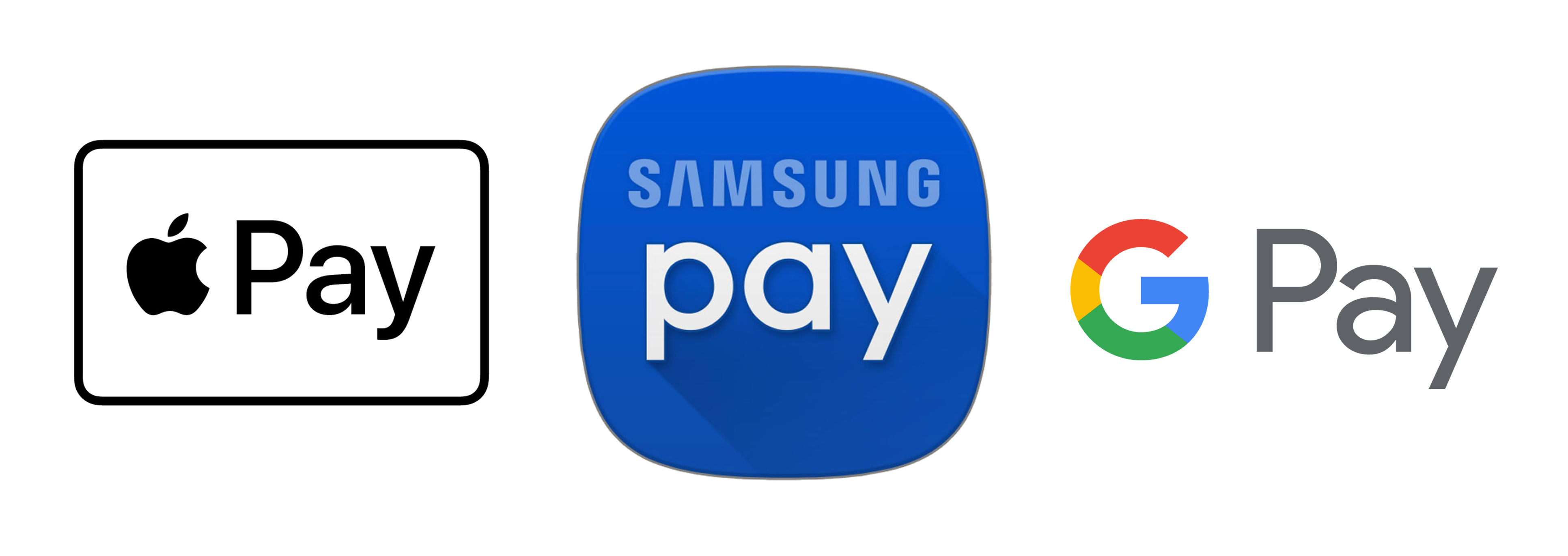 Google Pay Apple Pay Samsung Pay logos